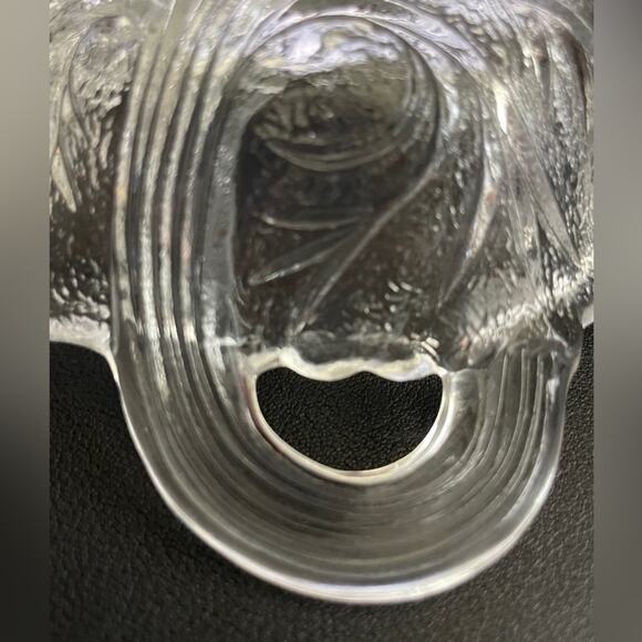 Vintage Indiana Glass Clear Pebble Leaf Nappy Bowl w/ Handle EUC‎ - Picture 5 of 7